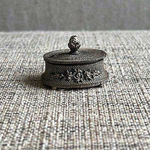 Vintage‎ Pewter Miniature Casserole Dish with Spoon Doll House